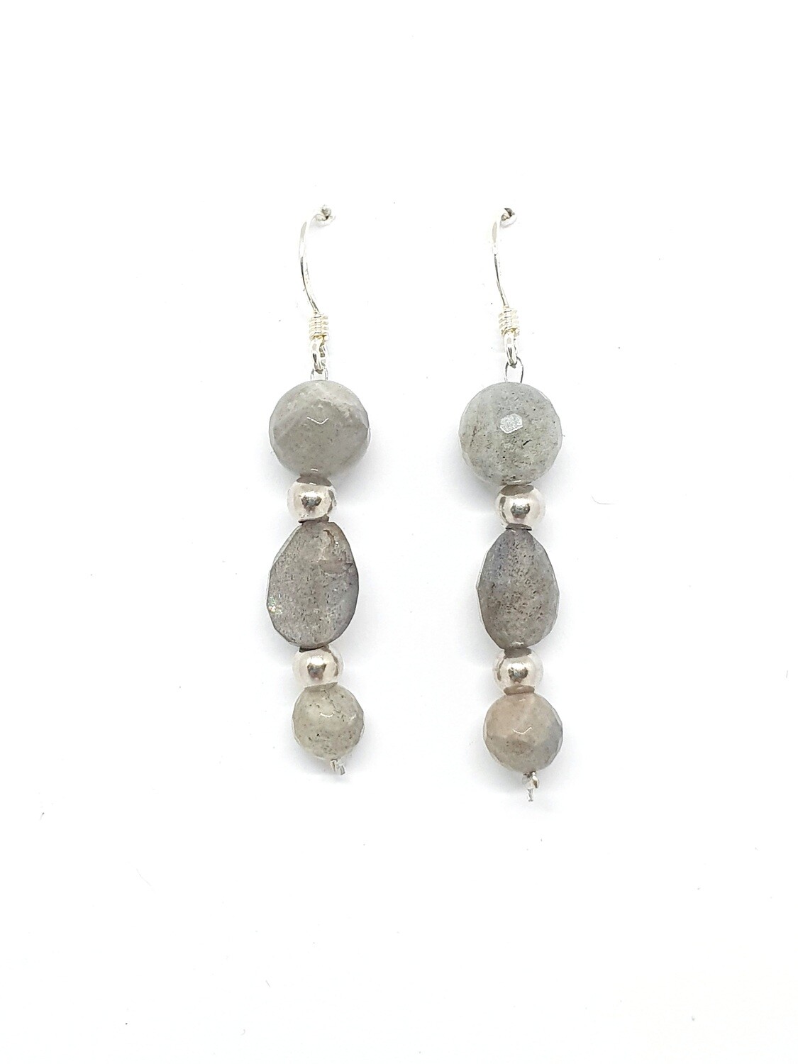 Boucles d&#39;oreilles Labradorite facettée, 8 mm