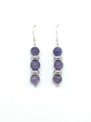 Boucles d&#39;oreilles améthyste, 6 mm