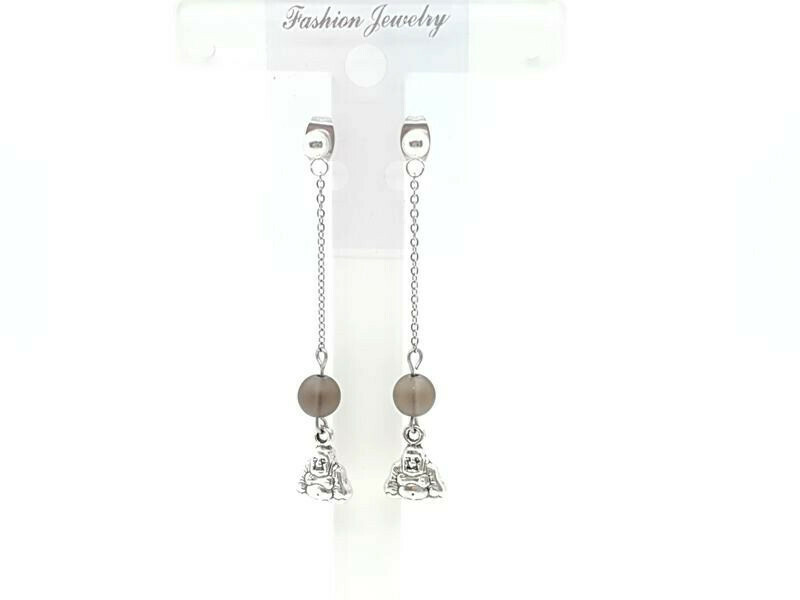 Boucles d&#39;oreilles Quartz fumé mat, 6 mm