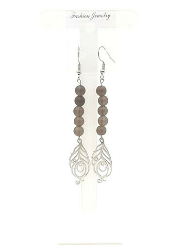 Boucles d&#39;oreilles Quartz fumé mat, 6 mm