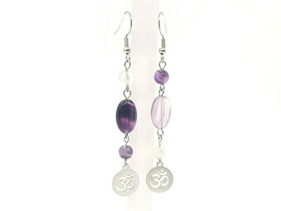 Boucles d'oreilles fluorite plate, 10x14 mm et 6 mm