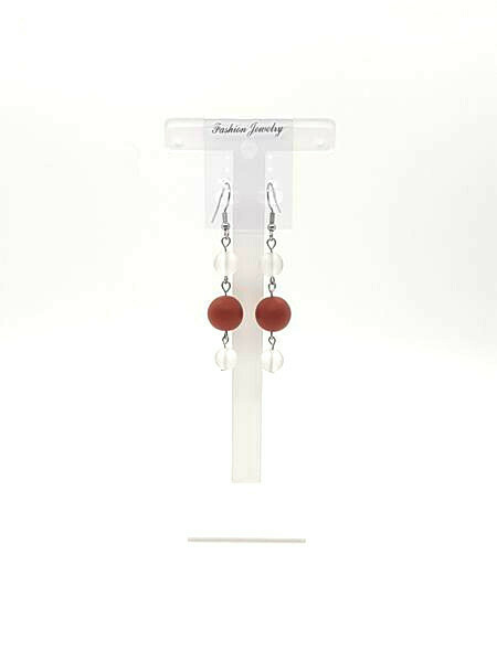 Boucles d&#39;oreilles Jaspe rouge mat 12 mm et cristal de roche 8 mm