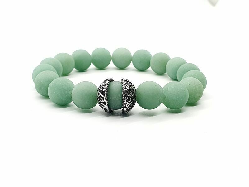 Bracelet Aventurine verte mate, 12 mm