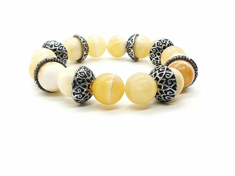 Bracelet calcite jaune, 12 mm