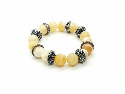 Bracelet calcite jaune, 12 mm