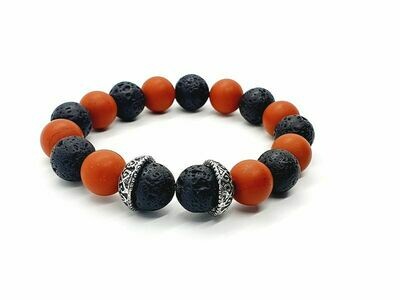 Bracelet Jaspe rouge Mat, pierre de lave, 12 mm