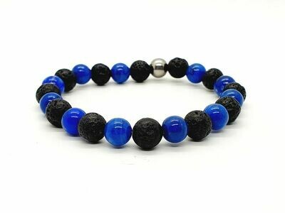 Bracelet Lapis Lazuli et pierre de lave, 8 mm