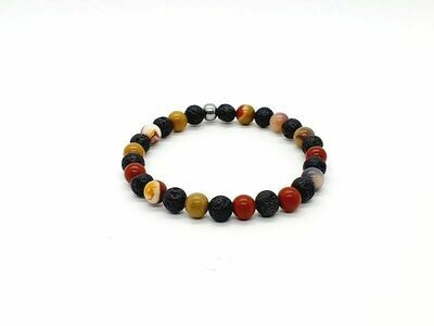 Bracelet Mookaïte et pierre de lave, 6 mm