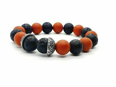 Bracelet Jaspe rouge Mat, pierre de lave, 12 mm