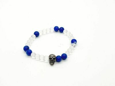 Bracelet Lapis Lazuli et cristal de roche mat, 6 et 8 mm