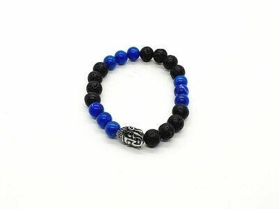 Bracelet Lapis Lazuli et pierre de lave, 8 mm