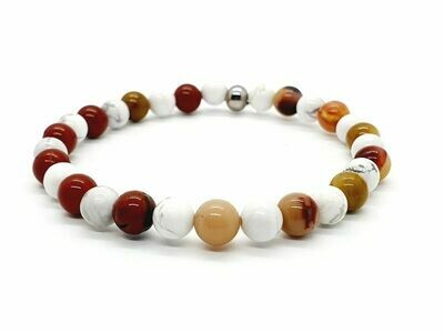 Bracelet Mookaïte et magnésite, 6 mm