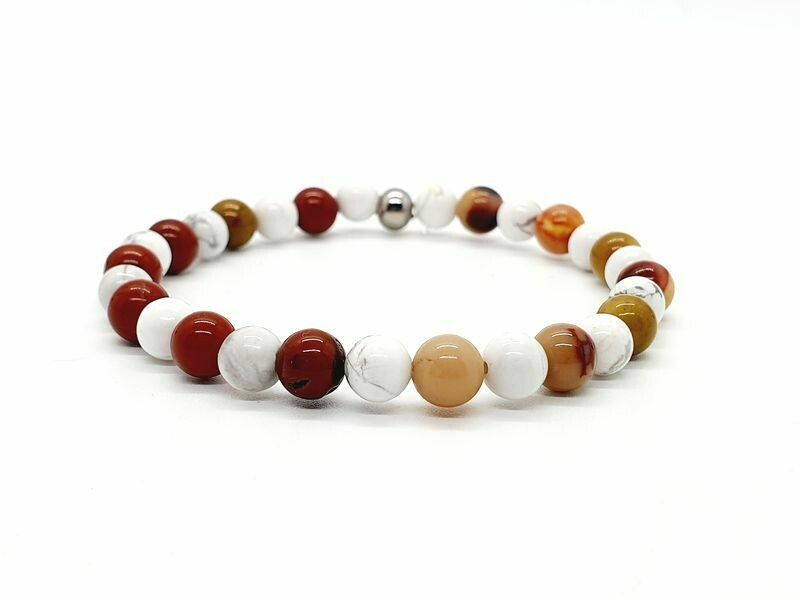 Bracelet Mookaïte et magnésite, 6 mm