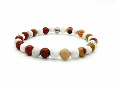 Bracelet Mookaïte et magnésite, 6 mm
