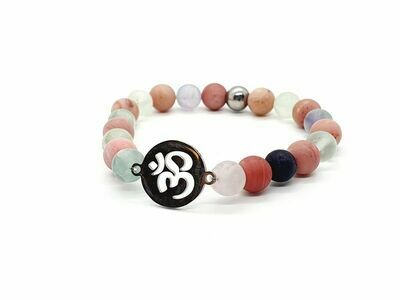 Bracelet Fluorite mate et Rhodonite, 8 mm