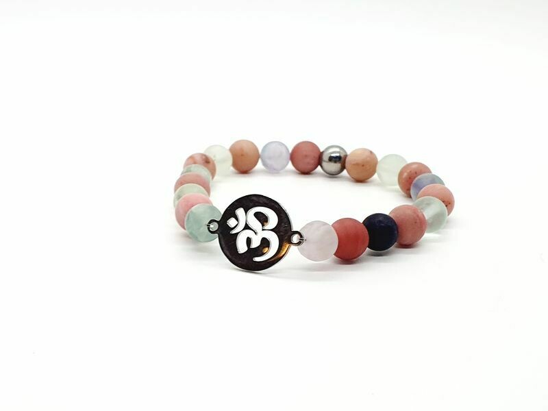 Bracelet Fluorite mate et Rhodonite, 8 mm