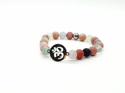 Bracelet Fluorite mate et Rhodonite, 8 mm