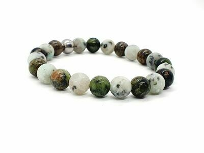 Bracelet Jaspe kiwi mat et Chrysoprase, 8 mm