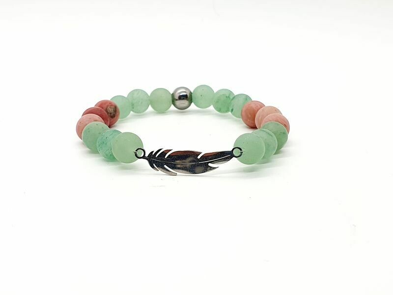 Bracelet Fluorite mate et Rhodonite, 8 mm
