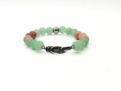 Bracelet Fluorite mate et Rhodonite, 8 mm