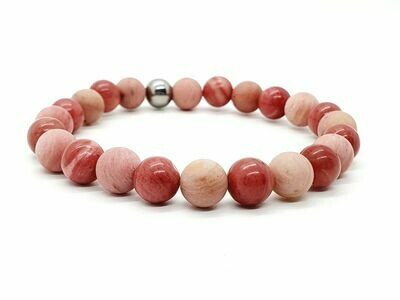 Bracelet Rhodonite mate et vernie, 8 mm