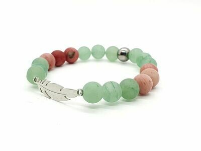 Bracelet Fluorite mate et Rhodonite, 8 mm