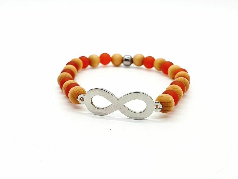 Bracelet Cornaline traitée mate, mala de cèdre