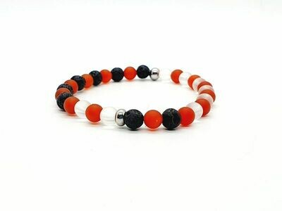 Bracelet Cornaline traitée mate, cristal de roche mat, 6 mm