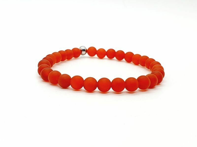 Bracelet Cornaline traitée mate, 6 mm
