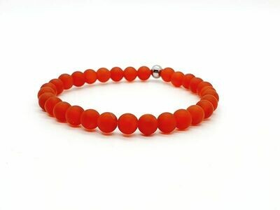Bracelet Cornaline traitée mate, 6 mm