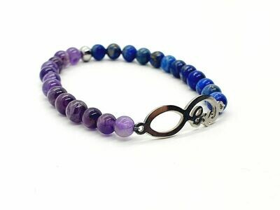 Bracelet Améthyste et Lapis Lazuli, 6 mm