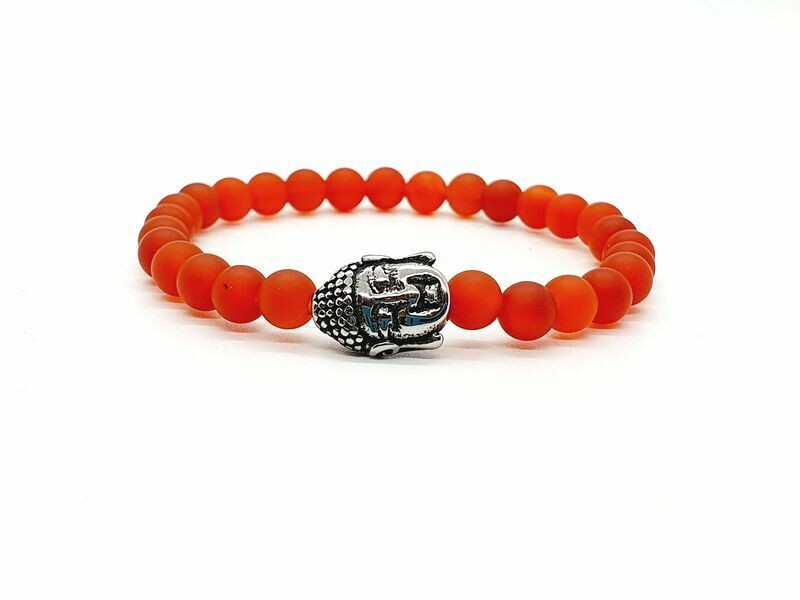 Bracelet Cornaline traitée mate, 6 mm