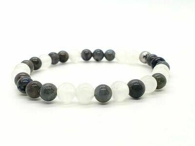 Bracelet Sélénite et Labradorite, 6 mm