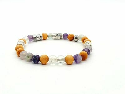 Bracelet Fluorite et Mala de cèdre mat, 6 mm