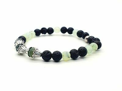 Bracelet Chrysoprase et agate mousse, 6 mm