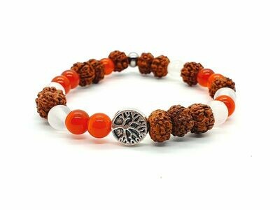Bracelet Cornaline traité, Sélénite et rudraska, 6 et 8 mm