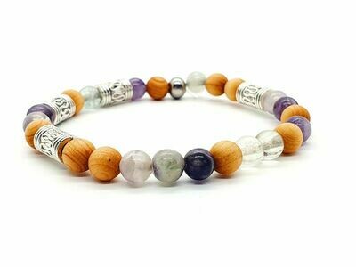 Bracelet Fluorite et Mala de cèdre mat, 6 mm