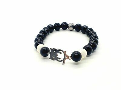 Bracelet Nacre et Onyx, 8 mm