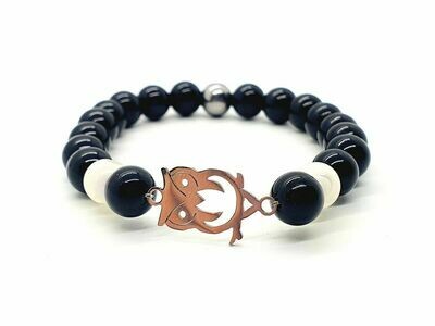 Bracelet Nacre et Onyx, 8 mm