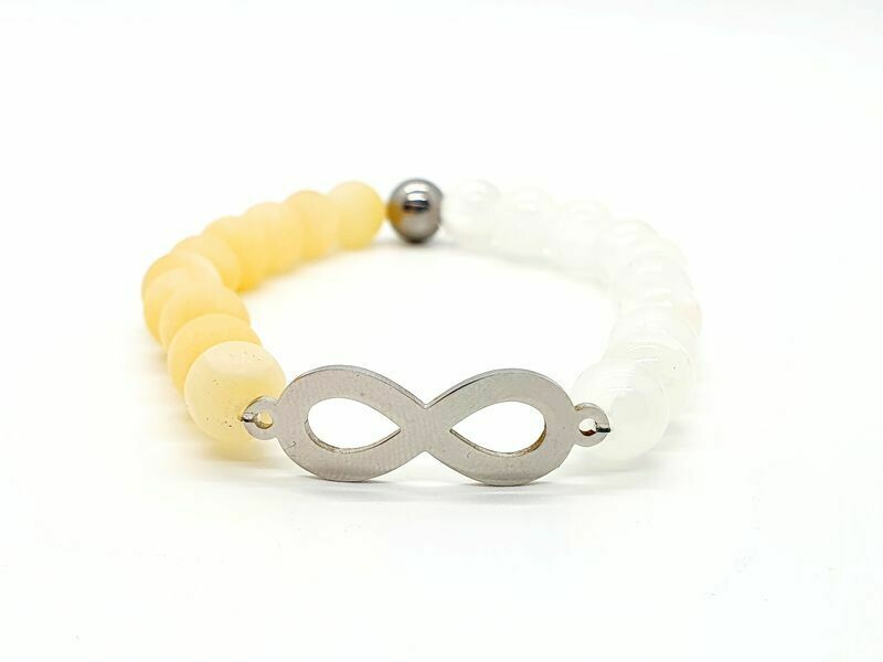 Bracelet Calcite jaune et Sélénite, 8 mm
