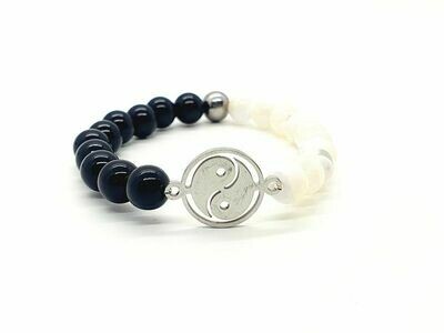 Bracelet Onyx et Nacre, 8 mm