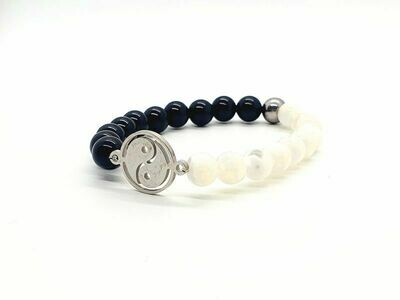 Bracelet Onyx et Nacre, 8 mm