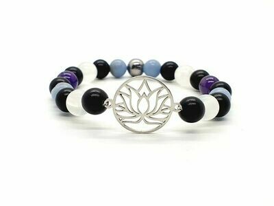 Bracelet Sélénite, Angélite et Améthyste, 8 mm
