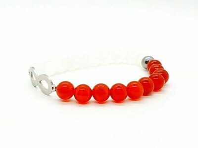Bracelet Cornaline traitée et Sélénite, 8 mm