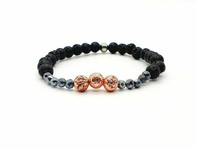 Bracelet pierre de lave 7 et 6 mm et silicium 4,3 mm