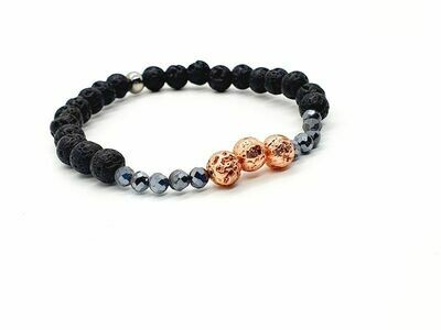 Bracelet pierre de lave 7 et 6 mm et silicium 4,3 mm