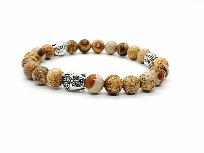 Bracelet jaspe paysage, 8 mm