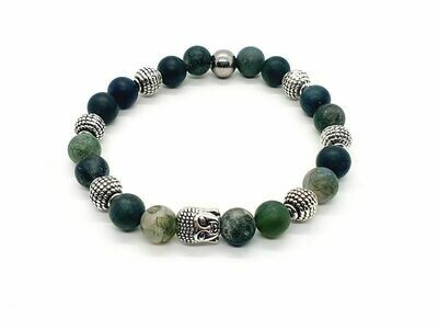 Bracelet Agate mousse mate, 8 mm