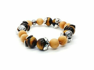 Bracelet Oeil de Tigre et cèdre, 12 mm