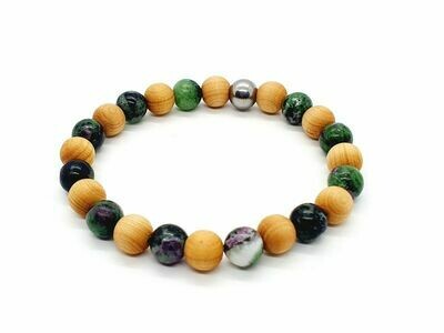 Bracelet Rubis sur Zoïsite et cèdre, 8 mm